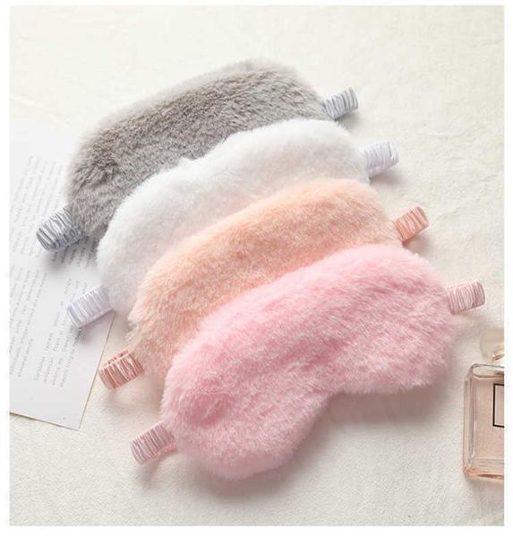 

rabbit hair sleep masks rest shading eye mask padded shade cover eyepatch travel relax aid blindfolds eyemask2835659