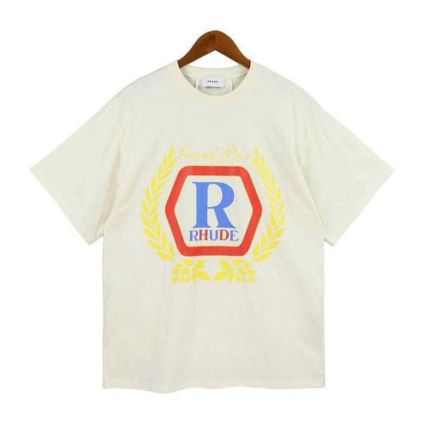 

designer fashion clothing tees hip hop tshirts style high street rhude simple letter printing couples loose casual cotton short-sleeved stre, White;black