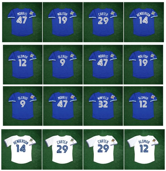 

blue jays joe carter 1992 1993 world series baseball jersey toronto jack morris john olerud blue dave winfield roberto alomar paul molitor b, Blue;black