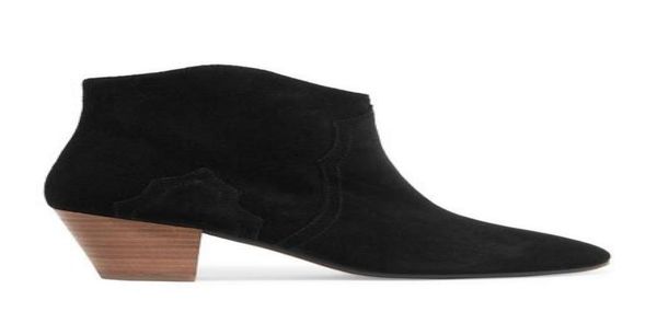 

women fashion classic isabel dicker suede ankle boots genuine leather marant cowboy new paris boots shoes4183606, Black