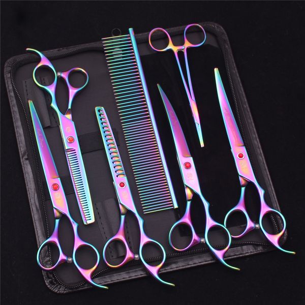 

Professional Pet Dog Grooming Scissors - 7 Stainless Steel Thinning Cutting Shears for Dogs, Cats, Hair Trimming Tools