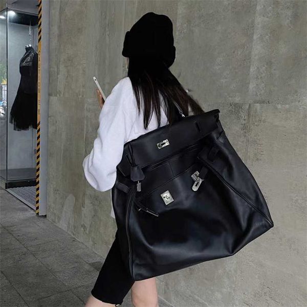

travel luggage black leather capacity women's 50 large shoulderqq with h logo high quality