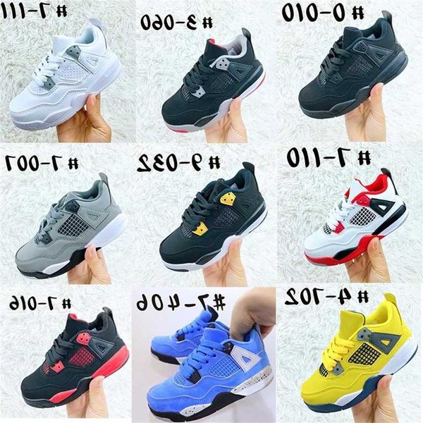 

infant toddlers 4 retro kids basketball shoes chicago 4s boy girl sneaker light green lights grey khaki baby trainers children eur 26-35 yee, Black