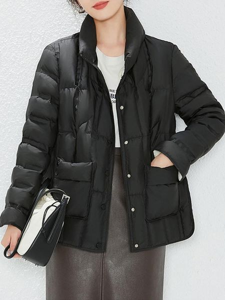 

parkas ailegogo 2022 new autumn women 90% white duck down short jacket stand collar female down coat casual lady parkas warm outwear, Black