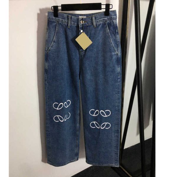 

23ss denim jeans designer women jeans womens pants new logo printed high-waisted wide-leg denim trousers womens clothing a1, Blue