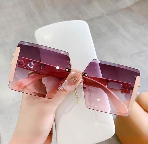 

sunglasses fashion gradient purple pink eyeglasses oversized square for women men metal hollow rimless designer sun glasses 2022su7062614, White;black