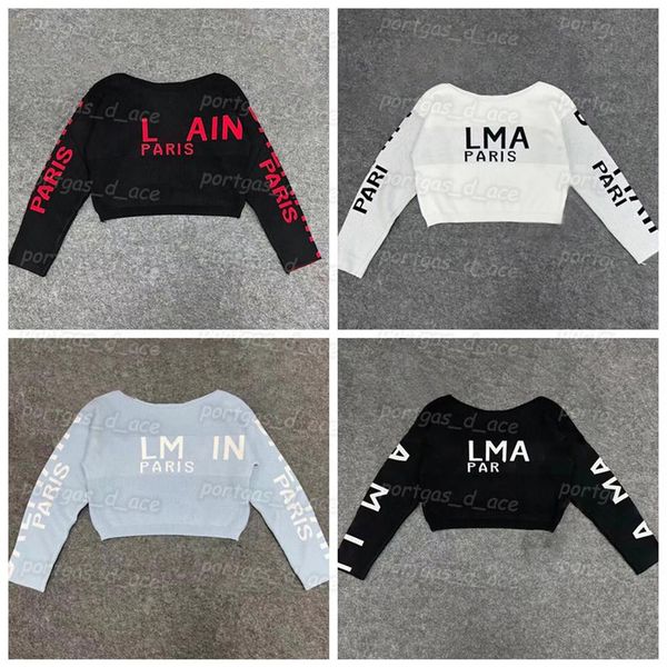 

paris women knit t shirt long sleeve sloping shoulder jumper ins fashion knitted 4 color260p, Black