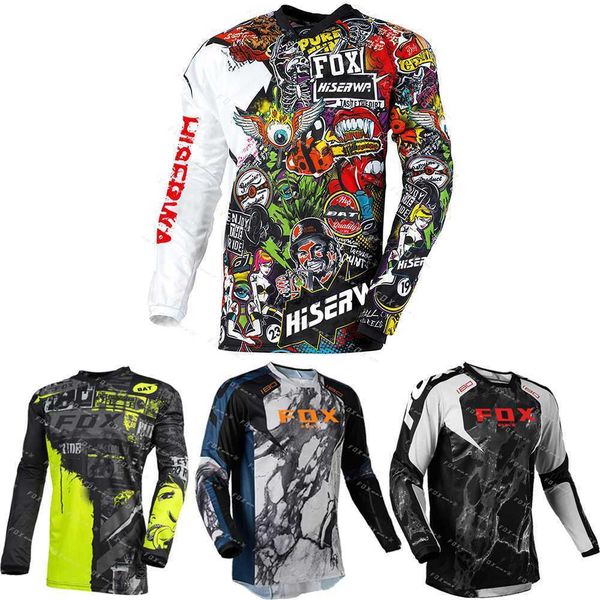 

men's t shirt 2023 new style long sleeve motocross mtb downhill jersey bat fox mountain enduro bike clothing quick drying mtb cycling j, White;black
