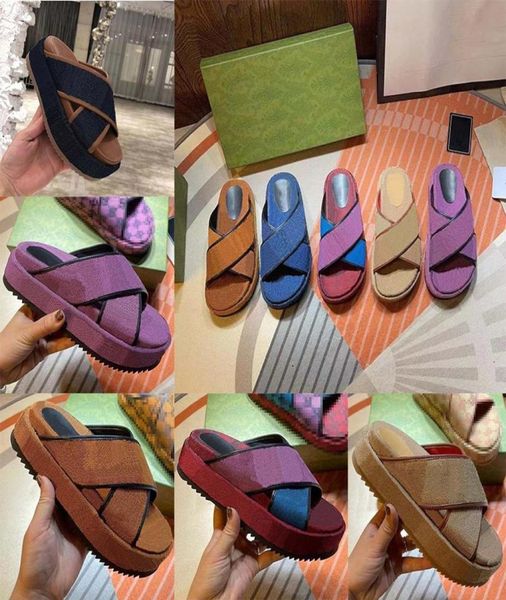 

classic woman slippers thick soles high heel slipper strawberry beach bottom shoes platform alphabet sandals leather3986621, Black