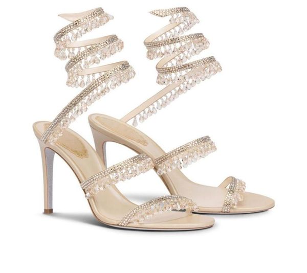 

r caovilla wedding dress sandal women high heels shoes romantic lady chandelier nude stiletto sandals jewelry sandalies ankle stra5346985, Black