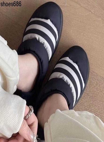 

new trifolium puffylette in 2022 winter for men and women to relax keep warm slip on bread and cotton shoes gy45594096138, Black