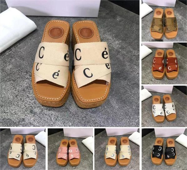 

woody platform women summer mules canvas web sandals slippers slides designer ladies lettering fabric leather mule sandal hemp bot4179434, Black
