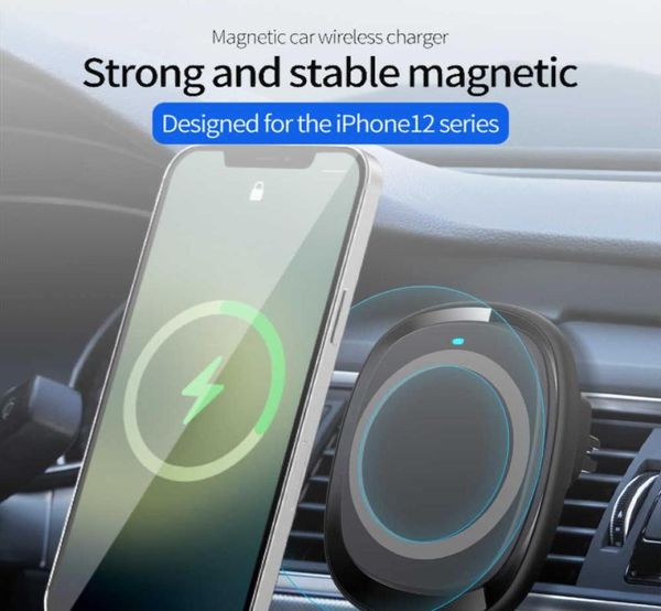 

magnetic wireless car 15w charger mount for iphone 12mini 12 pro max magsafing fast charging wireless charger car phone holder9742098