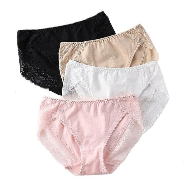 

women's panties  - xxl women's cotton panties women's cotton briefs mis-rise female lace panties 4 pieces cotton underpants, Black;pink
