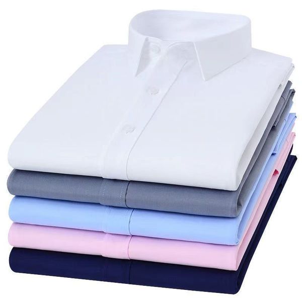 

men's casual shirts men white shirt long sleeve elastic antiwrinkle regular fit formal social camisas plus large size 8xl 7xl 6xl 5xl 2, White;black