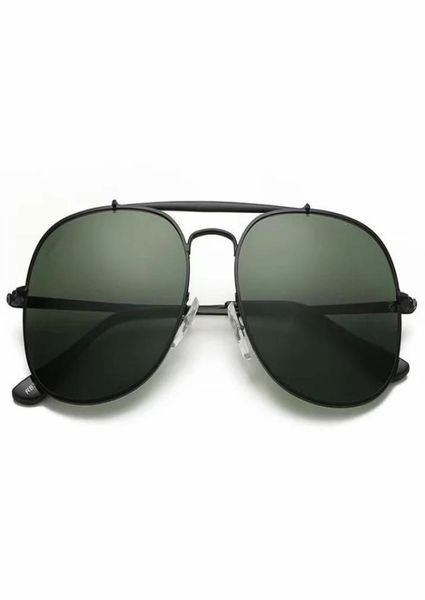 

1pcs excellent quality 3561 sunglasses for men brand designer sun glasses big size 58mm metal gold frame black glass lenses with b7824650, White;black