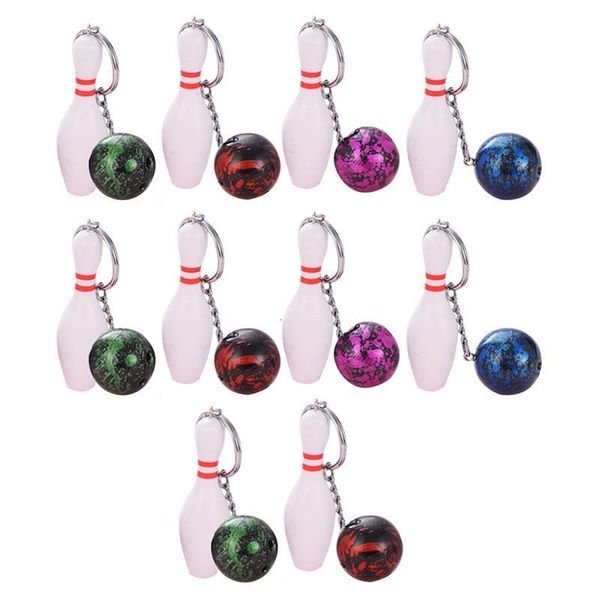 

cheerleading 10pcs mini simulation bowling keychain sports theme meaning keyring pendant key holder decor random color 230420