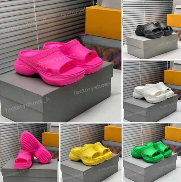 

men women slippers pool croc slides designer rubber slipper platform sandals chunky sole foam slide summer beach flip flops1345356, Black