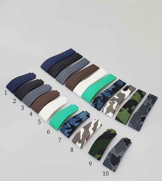 

20mm black rubber replacement wrist role watch band for strap gmt oysterflex9038182, Black;brown