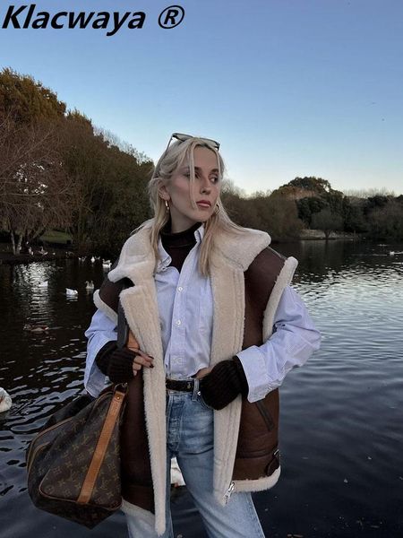 

vests klacwaya vest women sleeveless jacket oversize vests coat women clothing waistcoat casual womens gilet, Black;white