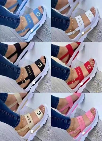 

sandals platform 2021 summer flats causal shoes bohemia fashion luxury designer buckle black sandels for ggs women shoes2113061