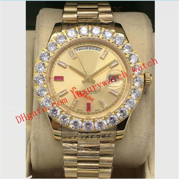 

new arrival 3 style mens ii 18k gold 41mm diamond ruby watch bigger diamond bezel 218235 automatic fashion men's watches wris268f, Slivery;brown