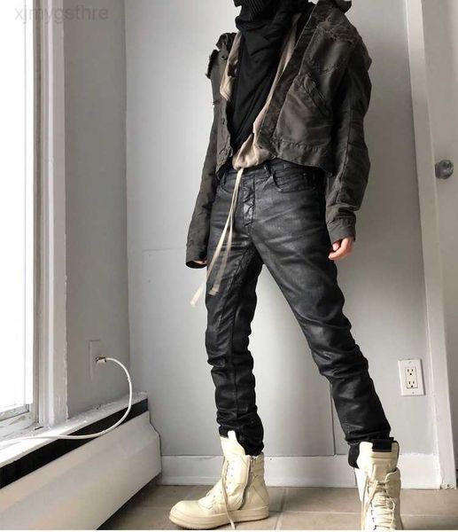 

2021 original rick men pants waxed jeans for slim fit cotton sweatpants owens hiphop streetwear causal jeans9fkb, Blue