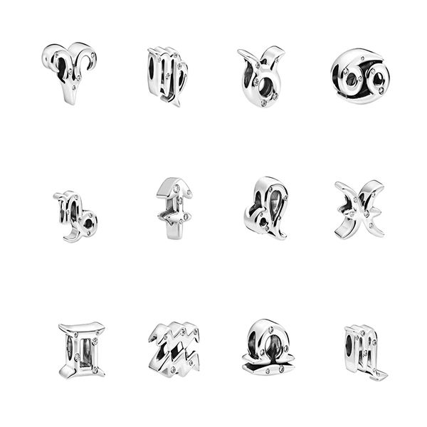 

925 sterling silver pisces aries loose beads pandora diy bracelet, Black