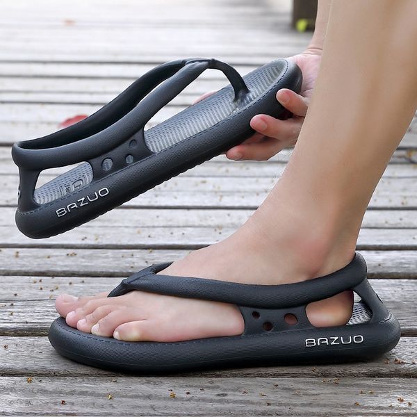 

sandals man nonslip flip flops hollow out slippers thick platform women shoes summer outdoor house couples bathroom soft flats 230419, Black
