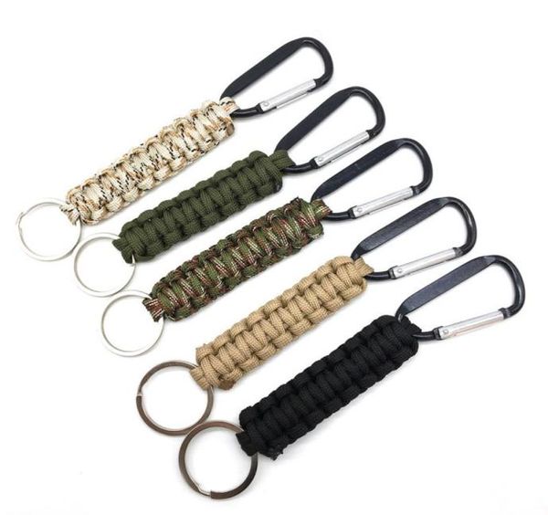 

outdoor umbrella rope carabiner keychain hanging seven core umbrella rope braided keychain keychains4459365, Silver