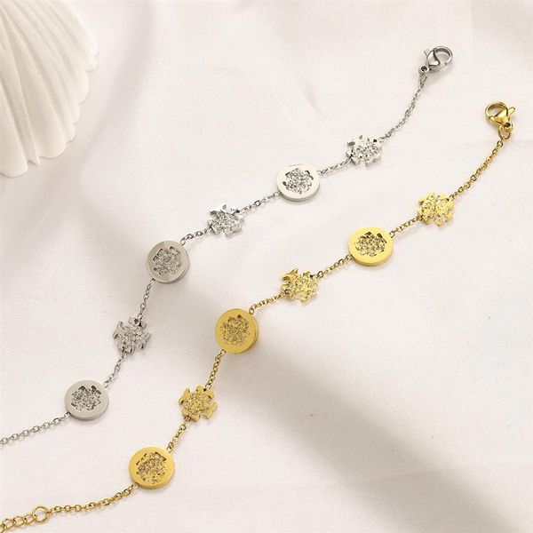 

fashion style bracelets chain women bangle wristband cuff chain designer brand letter jewelry 18k gold plated stainless steel wedd260v, Black