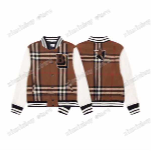 

xinxinbuy men designer coat baseball jacket jacquard letter fabric panelled long sleeve women khaki black blue m-2xl2131, Black;brown