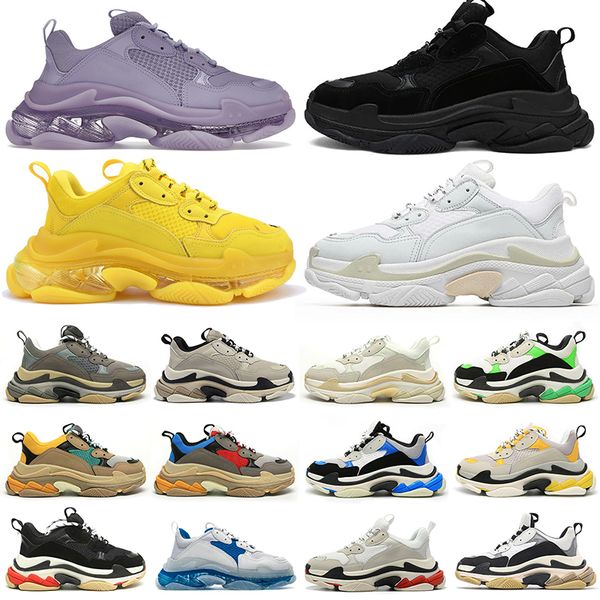 

designer triple s casual shoes men women black white yellow blue red pink grey brown mens womens outdoor platform trainers walking jogging s