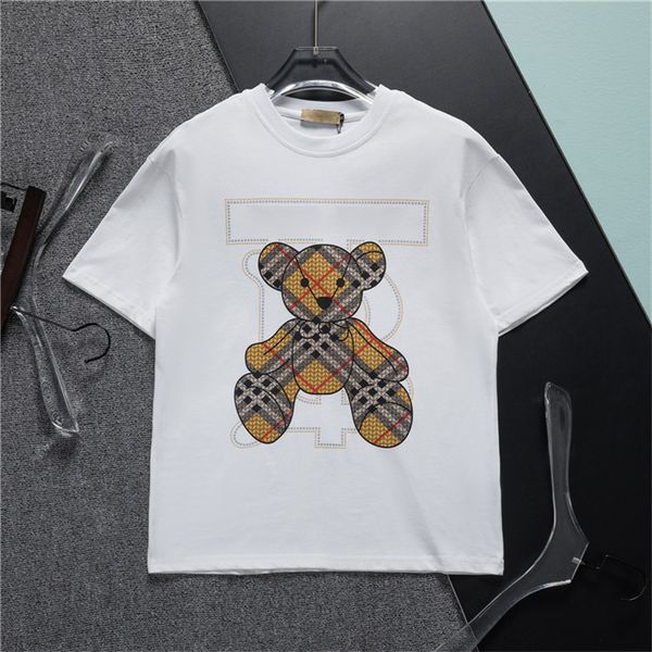 

men's t-shirt short sleeve trend designer sports casual women's t-shirt summer cotton bear letter casual short sleeve clothing, White;black