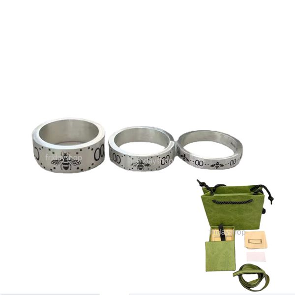 

fashion luxury designer extravagant brand letter band rings plated stainless steel open ring fashion women men turquoise crystal metal jewel, Silver