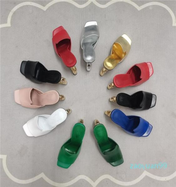 

2022 the latest popular slippers big gold heels women shoes all leather highheeled sandals with box size 3443 63631392, Black