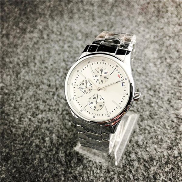 

new mens wear white classic fashion orologio di lusso stainless steel alloy gold men's watch319k, Slivery;black
