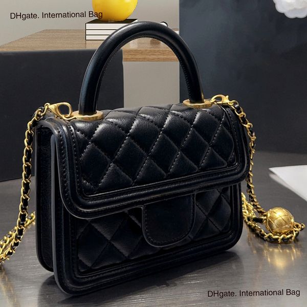 

golden ball square fat man women's handbag classic chain bag one shoulder crossbody designer small square bag with sheepskin material r