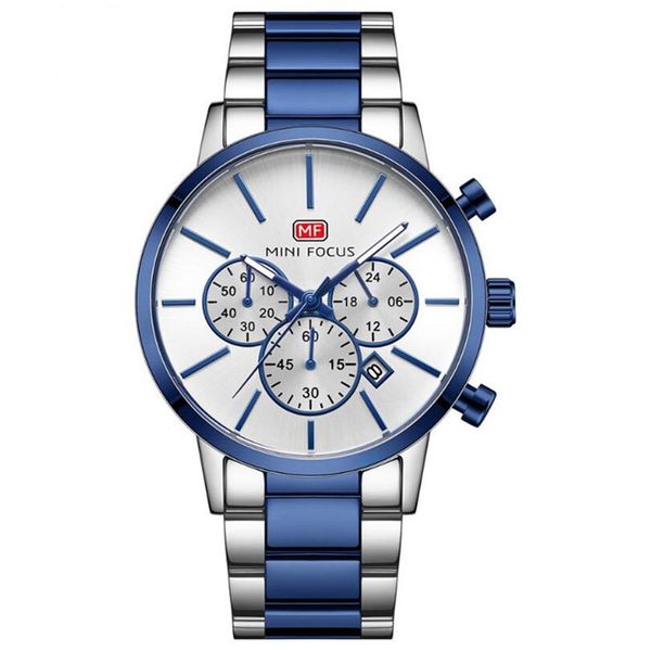 

2021 mens full steel quartz analog wrist watch men luxury brand waterproof date business watch gift305f, Slivery;brown
