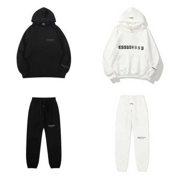 

luxury classics men's tracksuits esss entials sweatshirts letter hoodies men women sportswear hooded pant coat sweater pullover couple, Black
