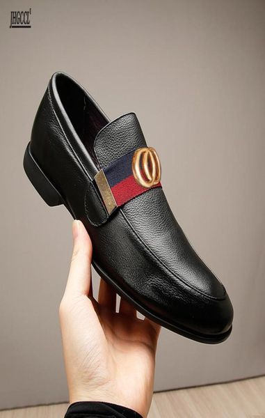 

luxury leather shoes formal shoes layer cowhide casual single shoes fashion business shoe loafers chaussure homme luxe marque 3706435, Black