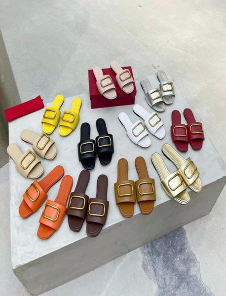 

classic ladies slippers designer leather fashion versatile flat heel casual temperament sandals 3543 sizes with box2773960, Black