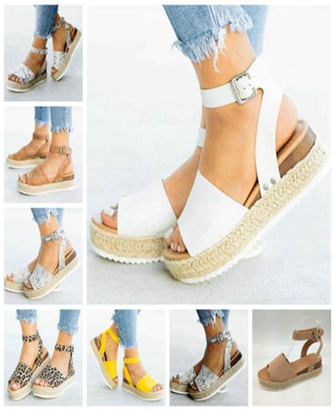 

european new explosions hemp rope wedge with light bottom fish mouth sandals female support mixed batch9954842, Black
