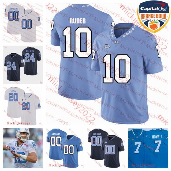 

north carolina tar heels football jersey george pettaway todd pledger diego pounds zach rice asim richards jahvaree ritzie cyrus rogers mens, Black