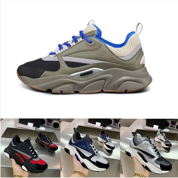 

b22 casual shoes reflective sneakers mens women trainers calfskin patchwork sneaker oblique technical shoe platform vintage shoess with box, Black