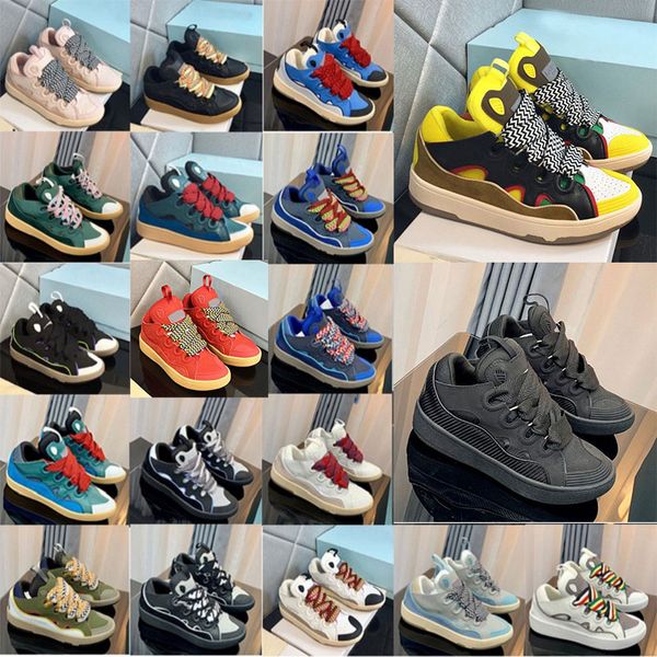 

designer mens women luxury running shoe embossed leather curb sneakers calfskin stripe stretch cotton low rubber platform sole trainers spor