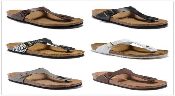 

gizeh cork slippers man and woman open toe beach sandals summer flip flops genuine leather flats slippers us 3157868364, Black