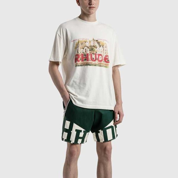 

designer fashion clothing tees hip hop tshirts rhude new spliced print couple summer popular beach shorts casual sports shorts streetwear s, White;black