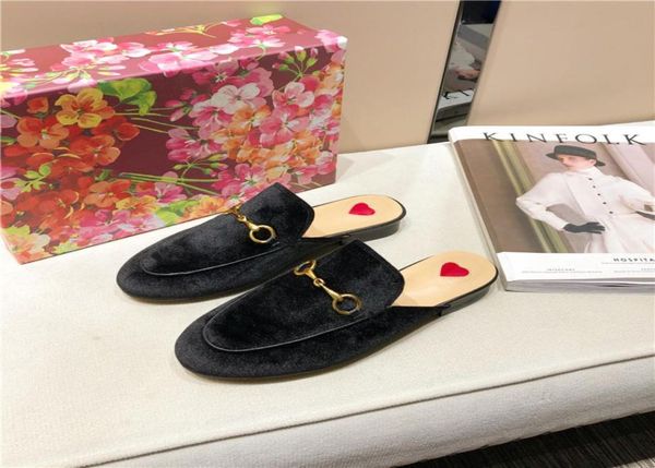 

mens designer leather cloth velvet slippers buckle loafers womens casual platform fashion slipper princetown many style 34464911402, Black