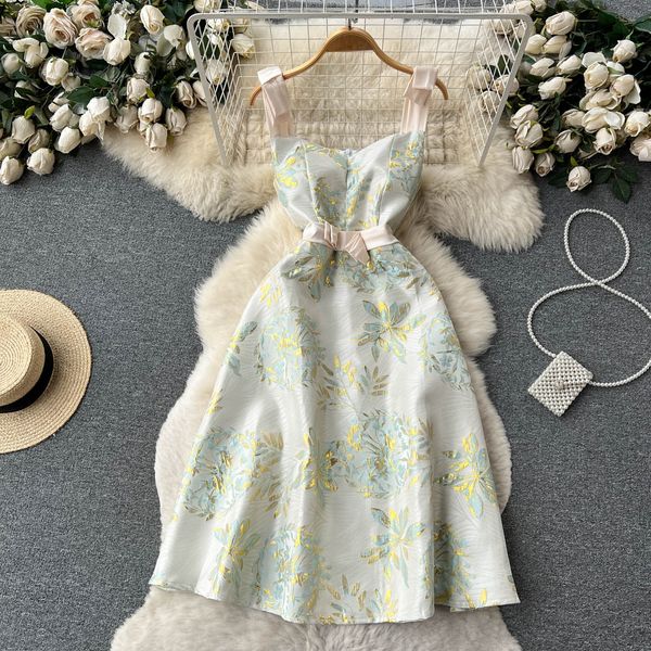 

french hepburn jacquard strap dress summer elegant luxury dating dress birthday dress, Black;gray